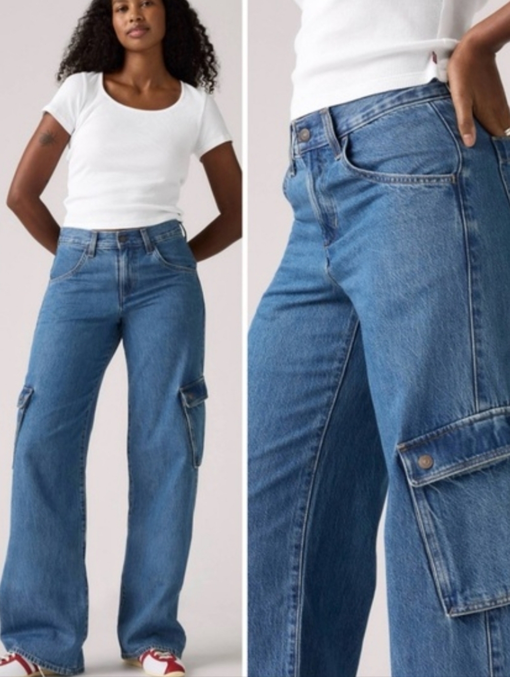 Levi's Superlow Loose Fit Cargo Jeans Baggy Streetwear Size 26